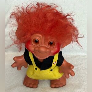 VTG 60s Dam Things Establishment 1964 Troll Doll long Red Hair Eyes W/Outfit 12”